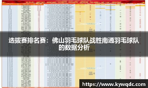 选拔赛排名赛：佛山羽毛球队战胜南通羽毛球队的数据分析